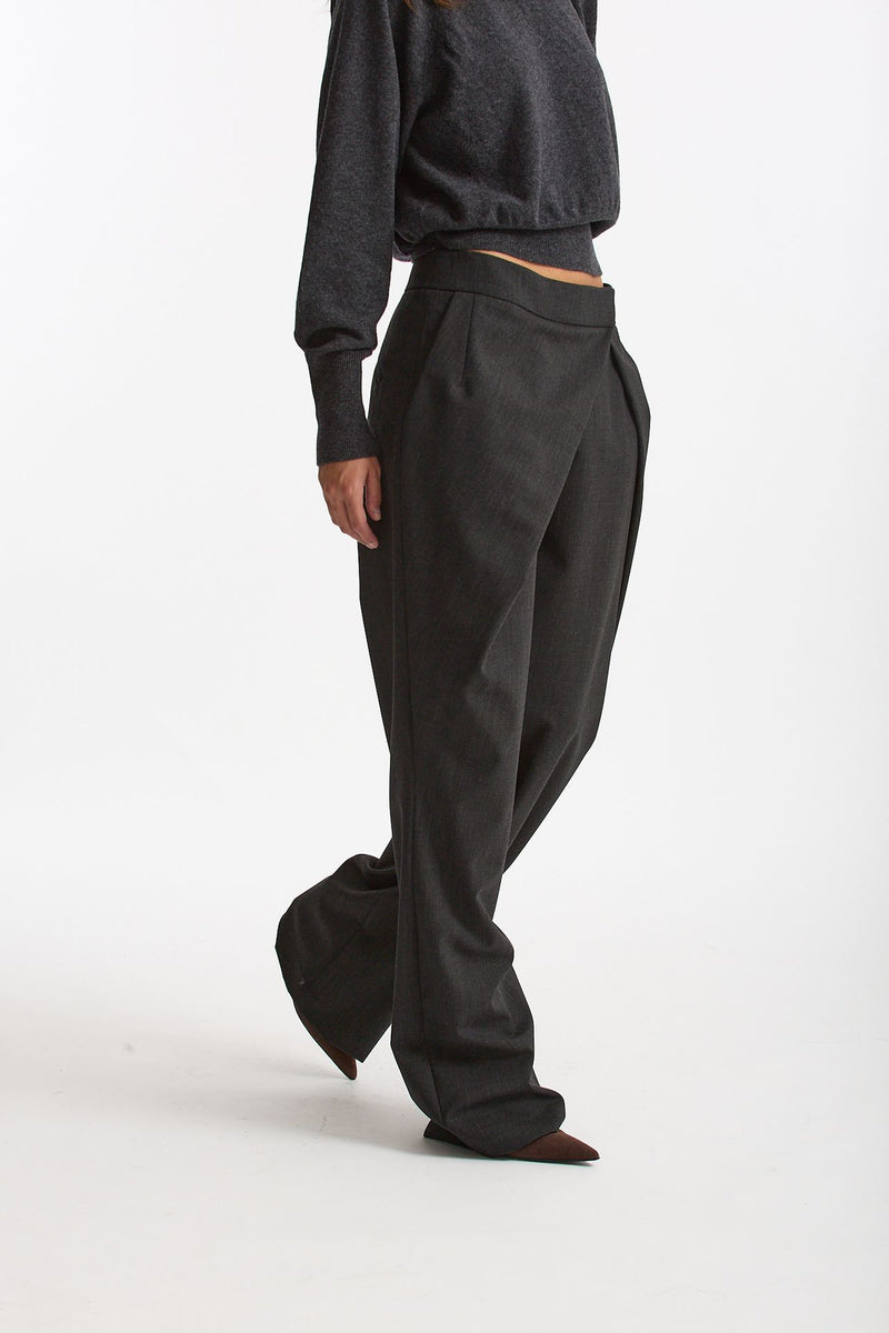 Pantalone con sormonto antracite donna Federica tosi - 4