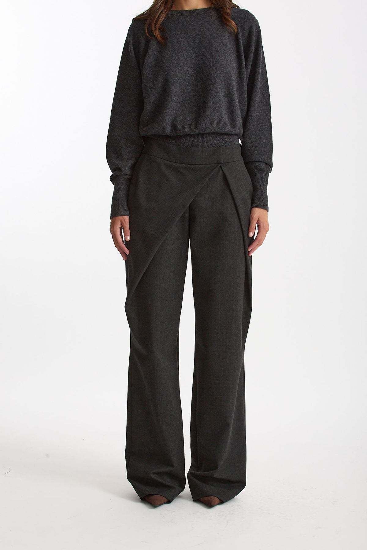 Pantalone con sormonto antracite donna Federica tosi - 5