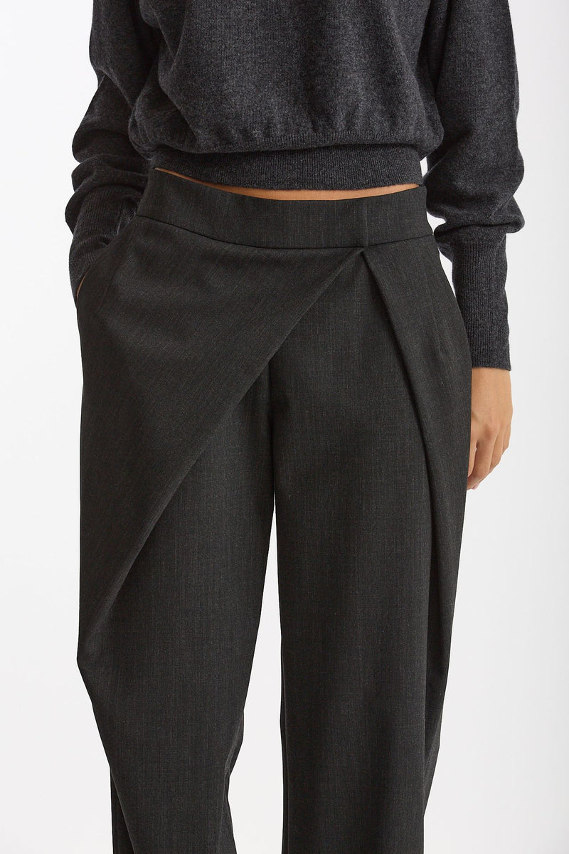 Pantalone con sormonto antracite donna Federica tosi - 6