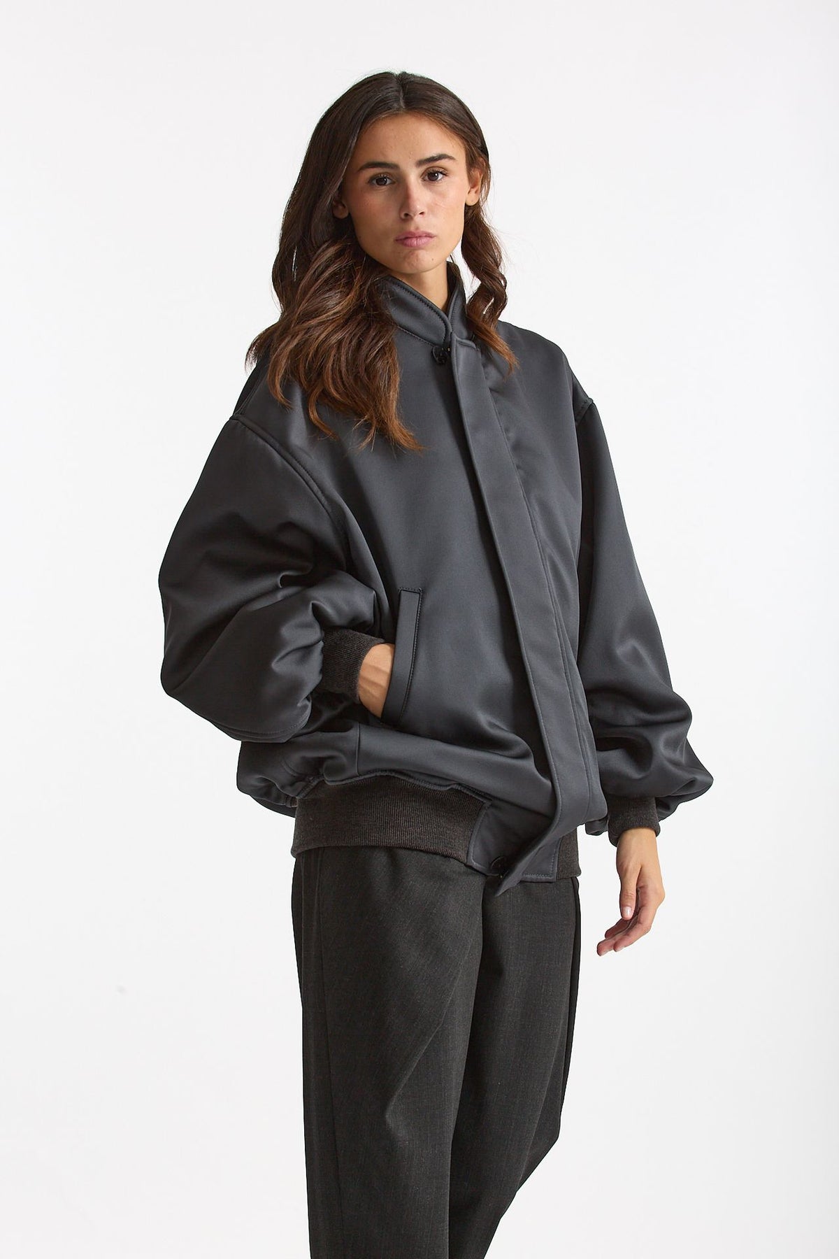 Bomber over grigio antracite donna Federica tosi - 1