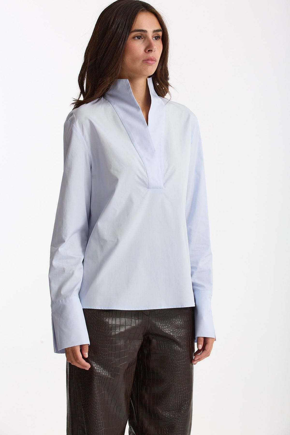 Camicia coreana azzurro donna Federica tosi - 4