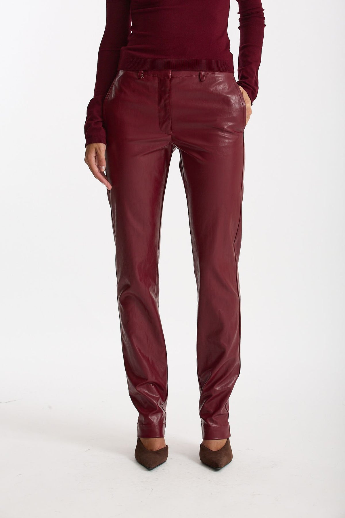 Pantalone slim in ecopelle bordeaux donna Federica tosi - 2