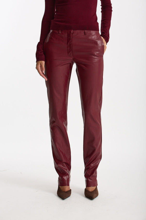 Pantalone slim in ecopelle bordeaux donna Federica tosi