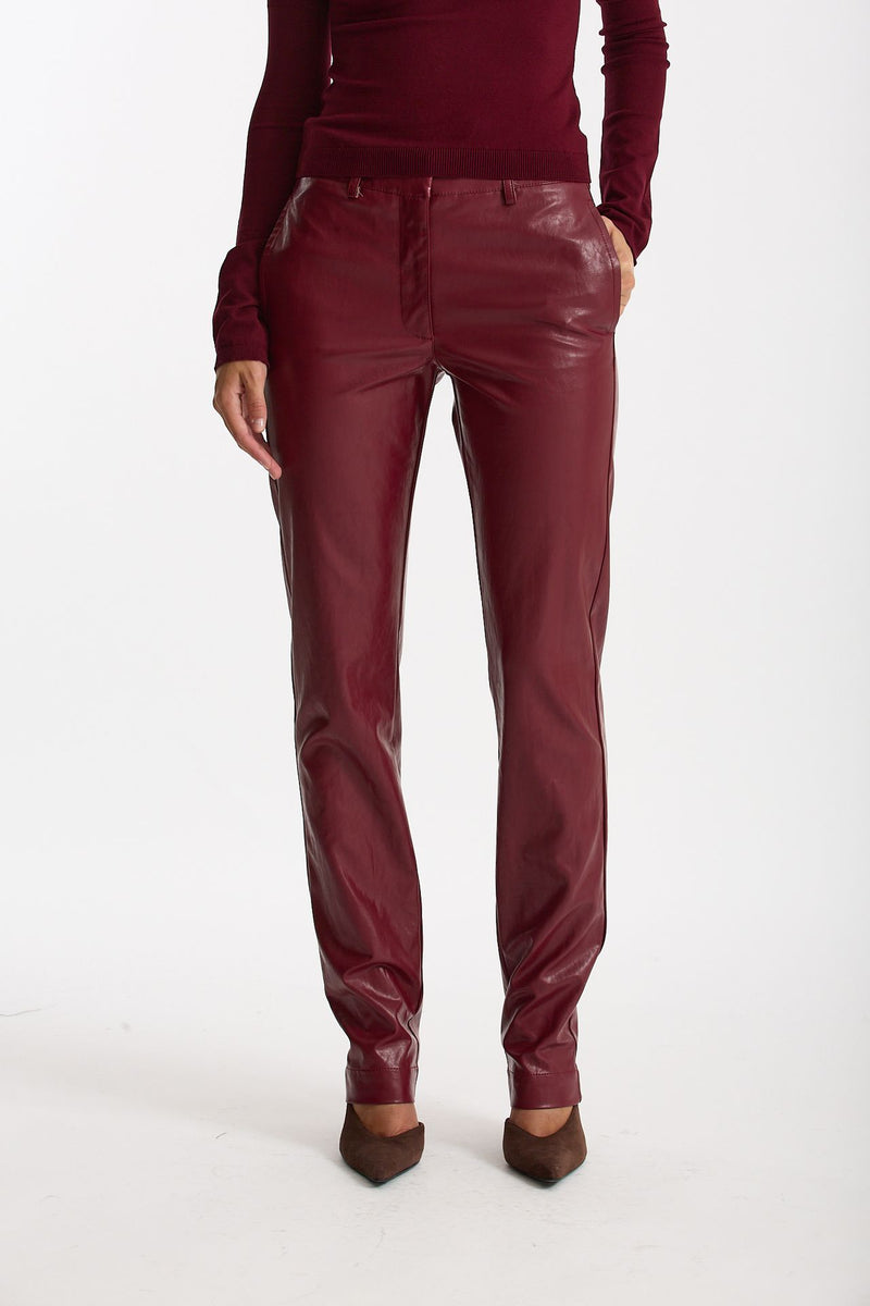 Pantalone slim in ecopelle bordeaux donna Federica tosi - 2