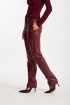 Pantalone slim in ecopelle bordeaux donna Federica tosi - 1
