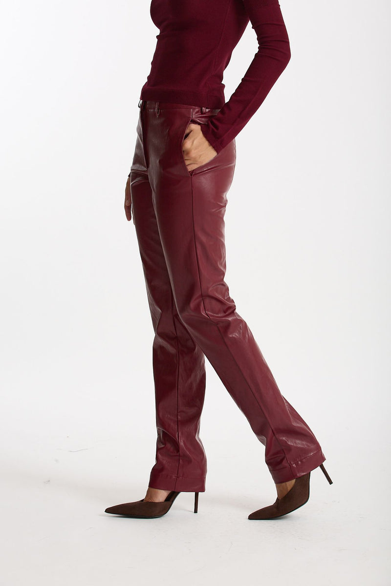 Pantalone slim in ecopelle bordeaux donna Federica tosi - 1