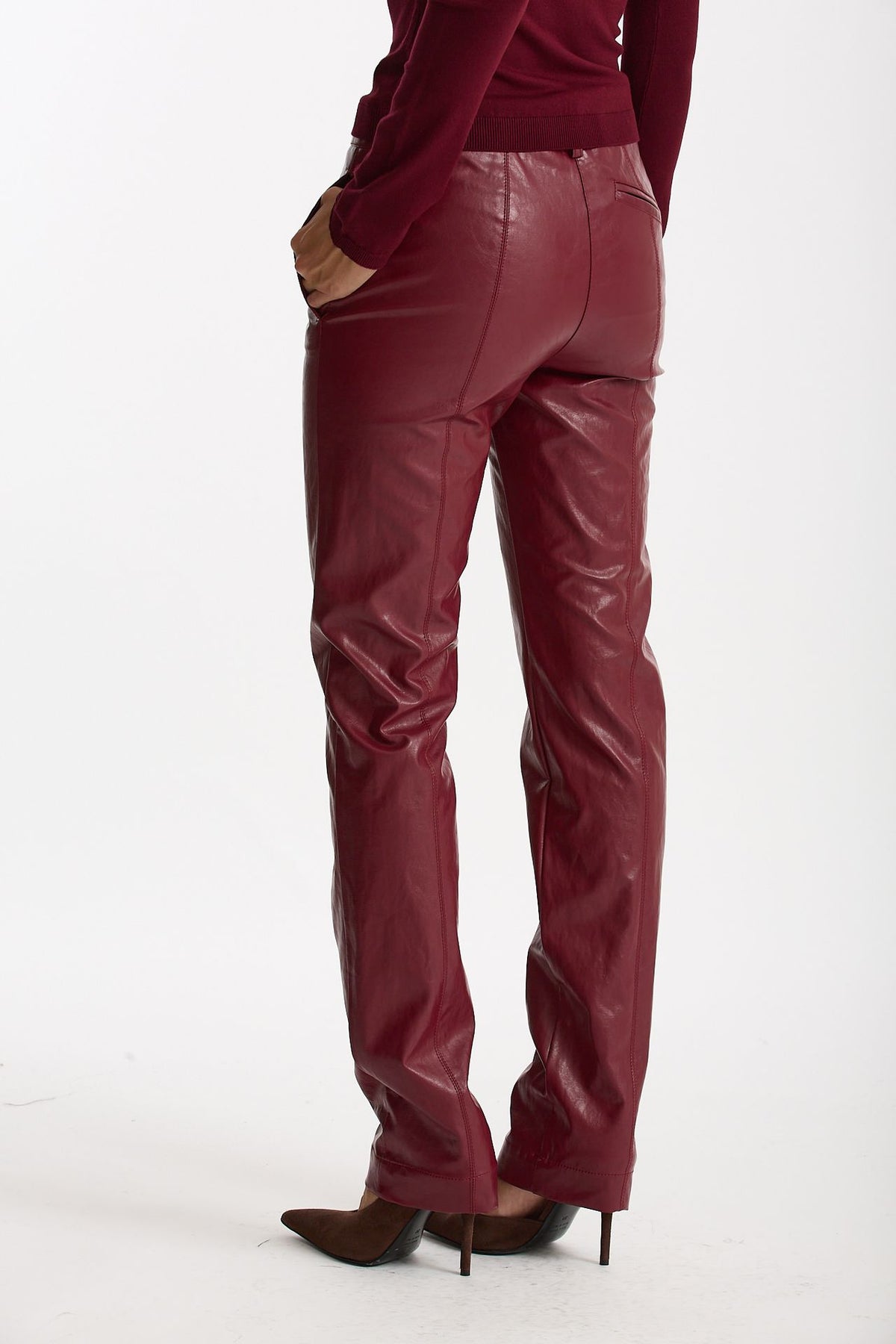 Pantalone slim in ecopelle bordeaux donna Federica tosi - 3