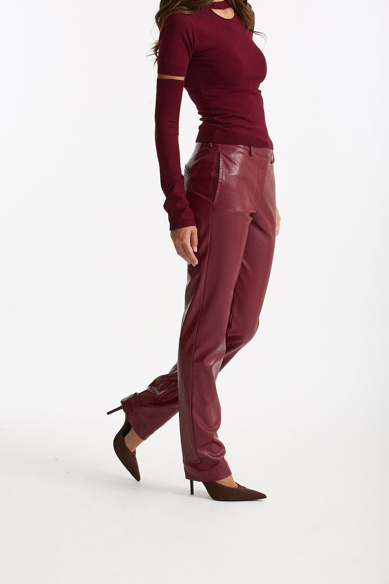 Pantalone slim in ecopelle bordeaux donna Federica tosi - 4