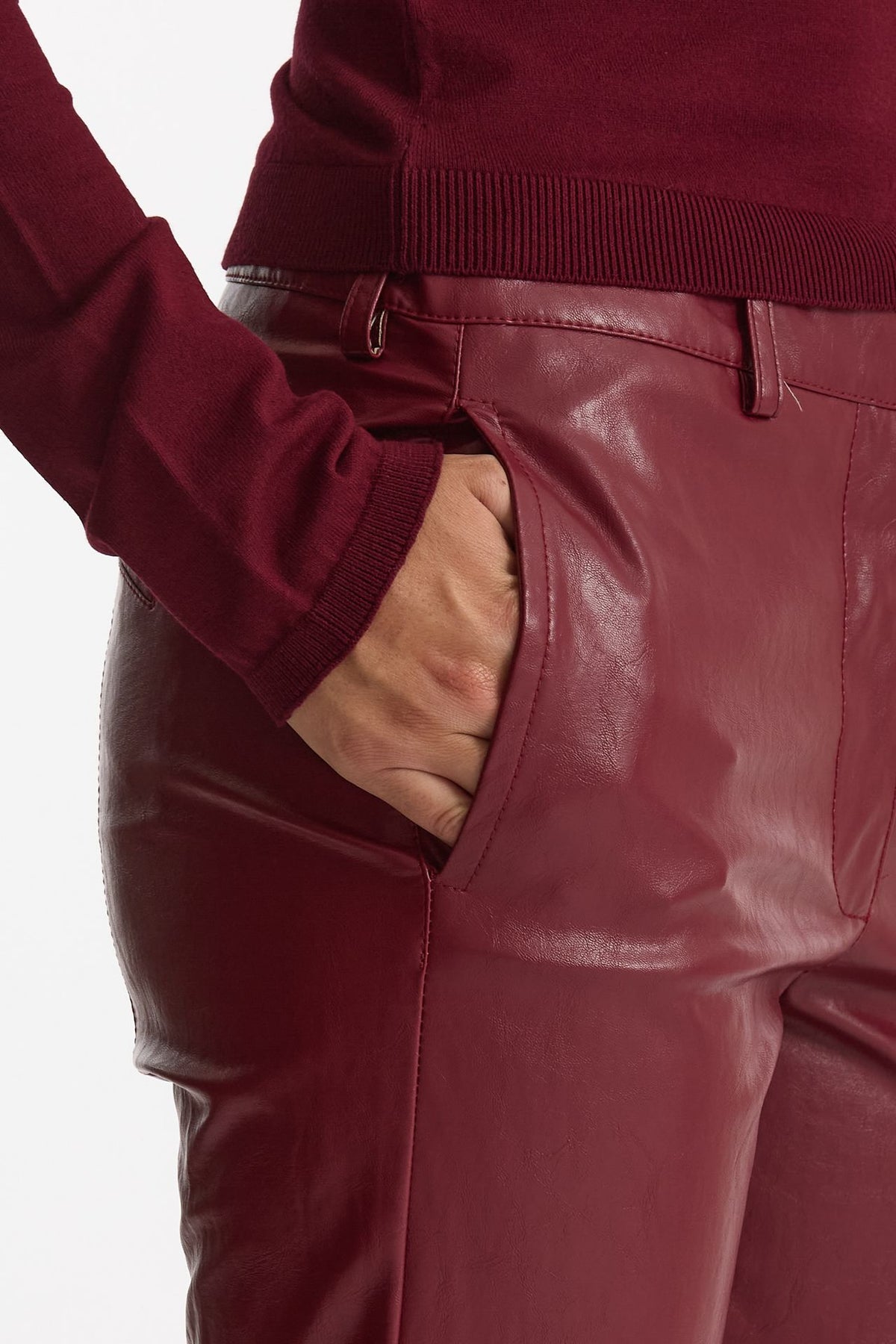 Pantalone slim in ecopelle bordeaux donna Federica tosi - 5