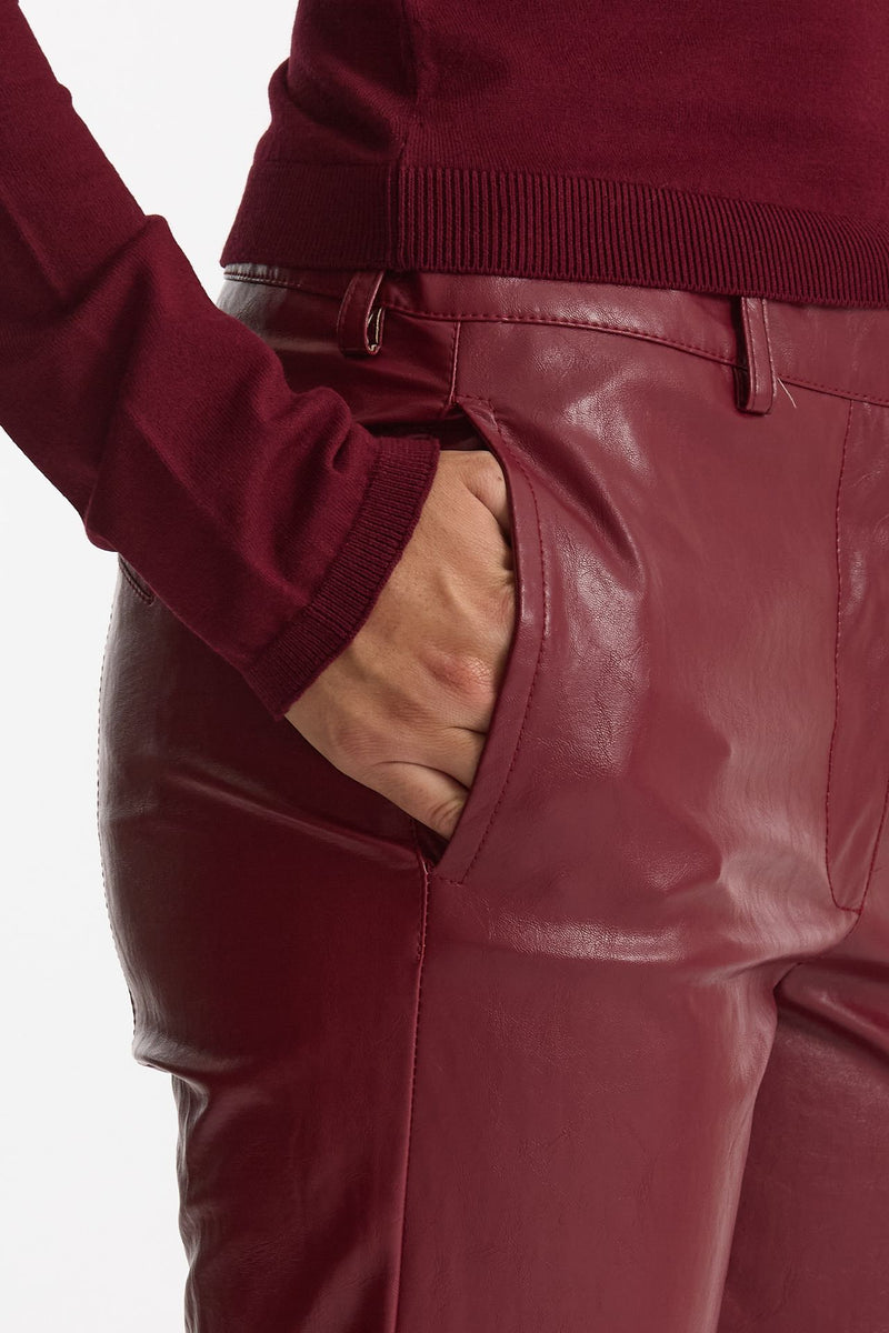 Pantalone slim in ecopelle bordeaux donna Federica tosi - 5