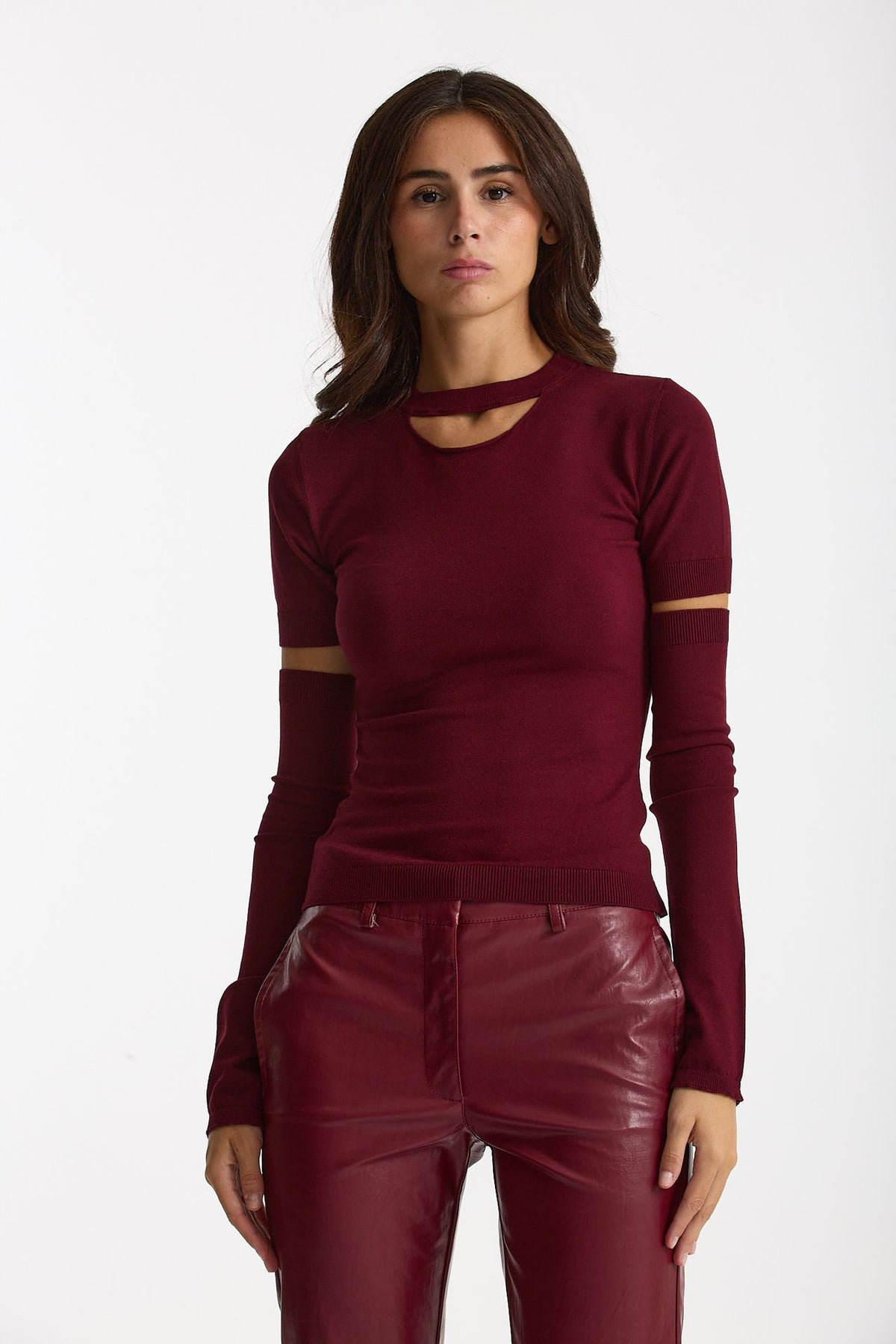 Maglia con manicotti bordeaux donna Federica tosi - 1