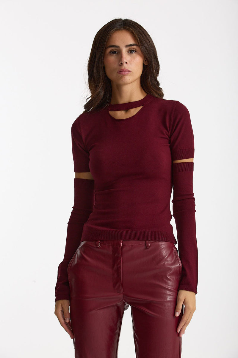 Maglia con manicotti bordeaux donna Federica tosi - 1