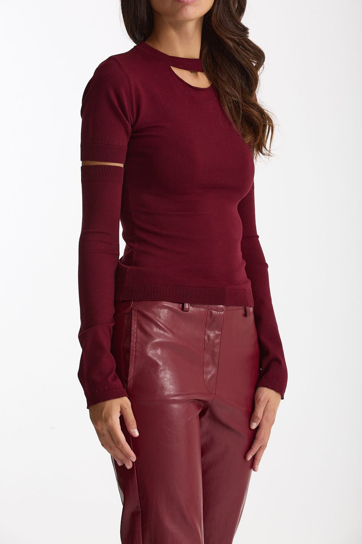 Maglia con manicotti bordeaux donna Federica tosi - 5