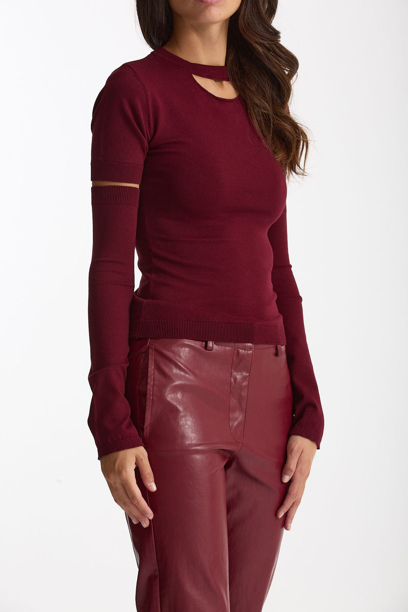 Maglia con manicotti bordeaux donna Federica tosi - 5
