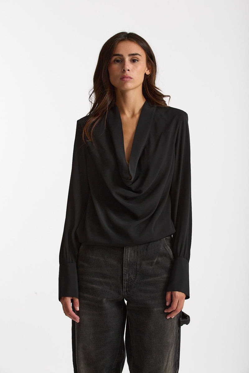 Camicia scollata nero donna Federica tosi - 2