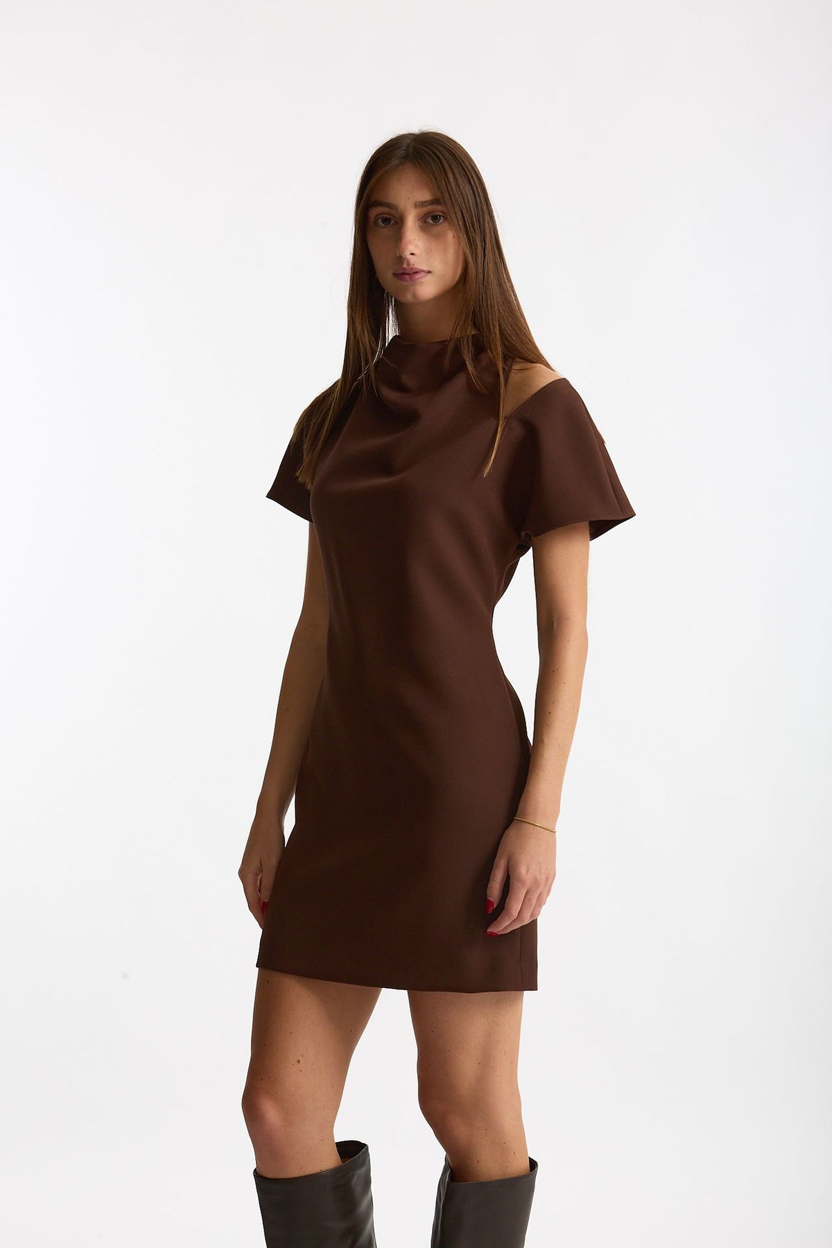 Abito corto marrone chiaro donna Federica tosi - 4