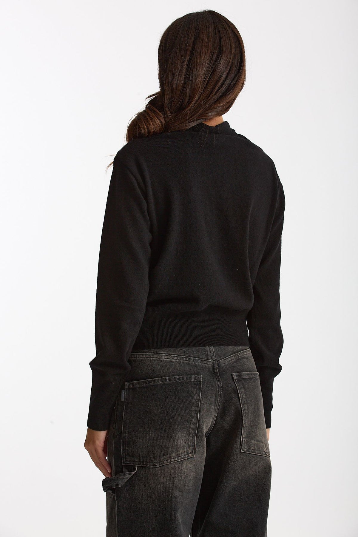 Maglia incrociata lana/cashmere nero donna Federica tosi - 3