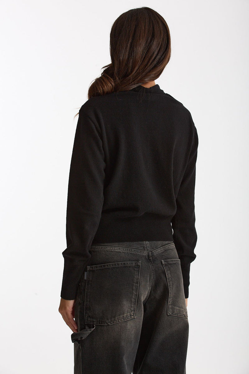 Maglia incrociata lana/cashmere nero donna Federica tosi - 3