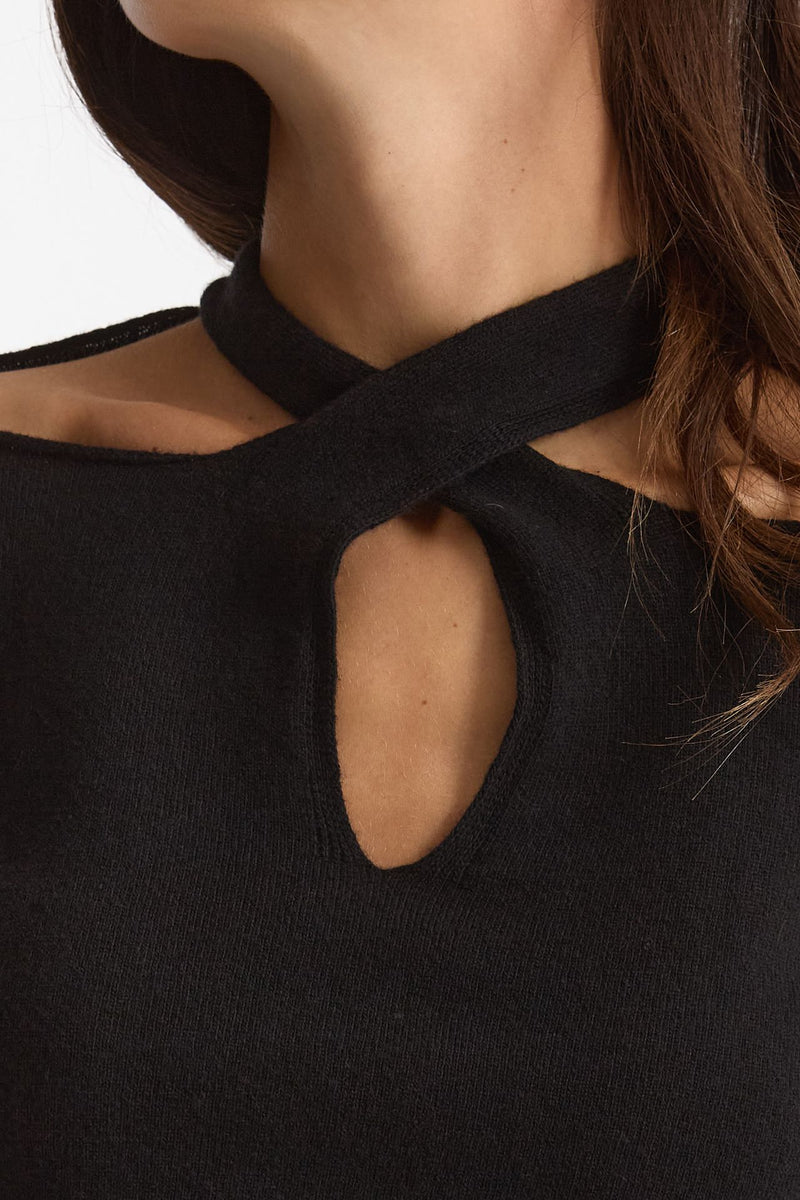 Maglia incrociata lana/cashmere nero donna Federica tosi - 5