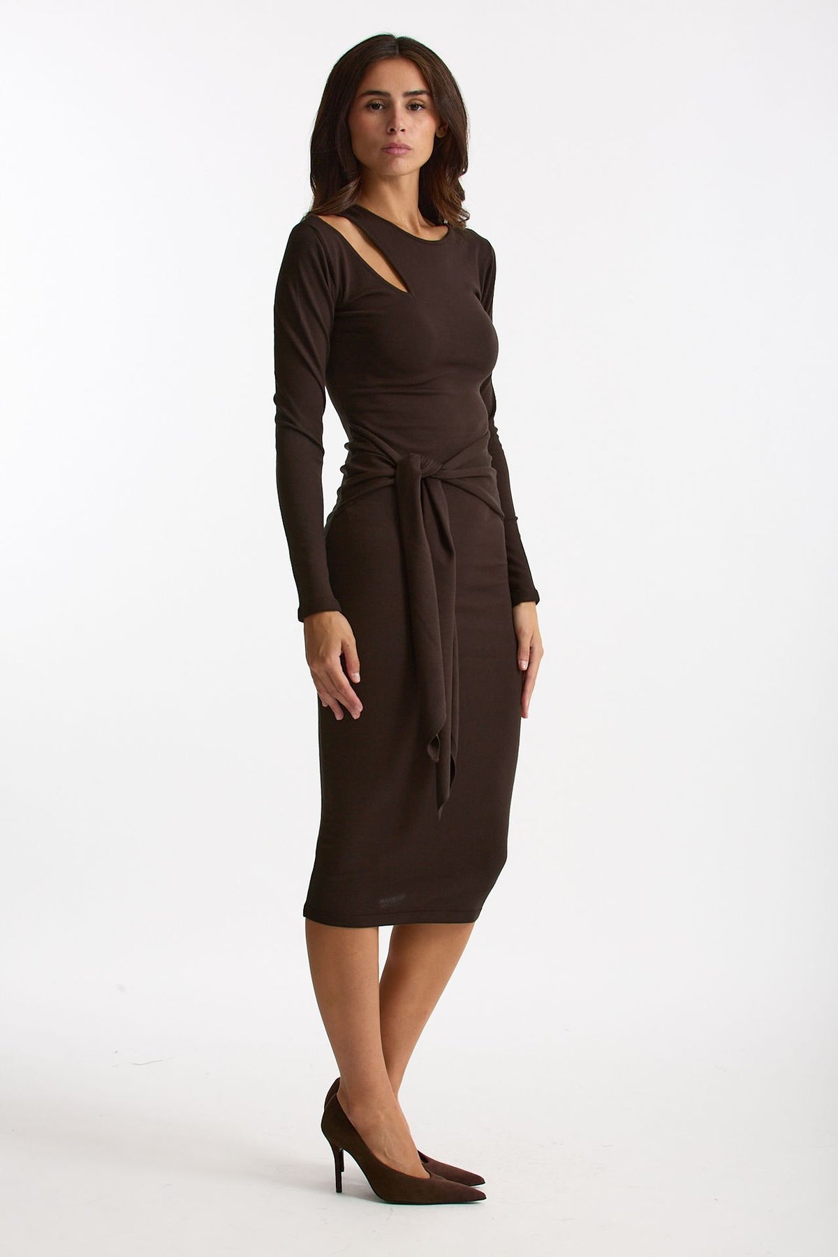 Abito midi in maglia marrone donna Federica tosi - 4