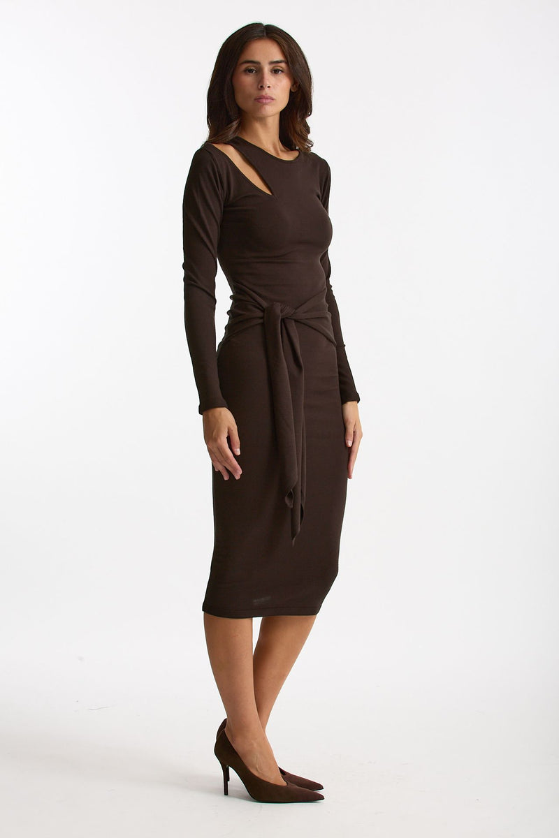 Abito midi in maglia marrone donna Federica tosi - 4