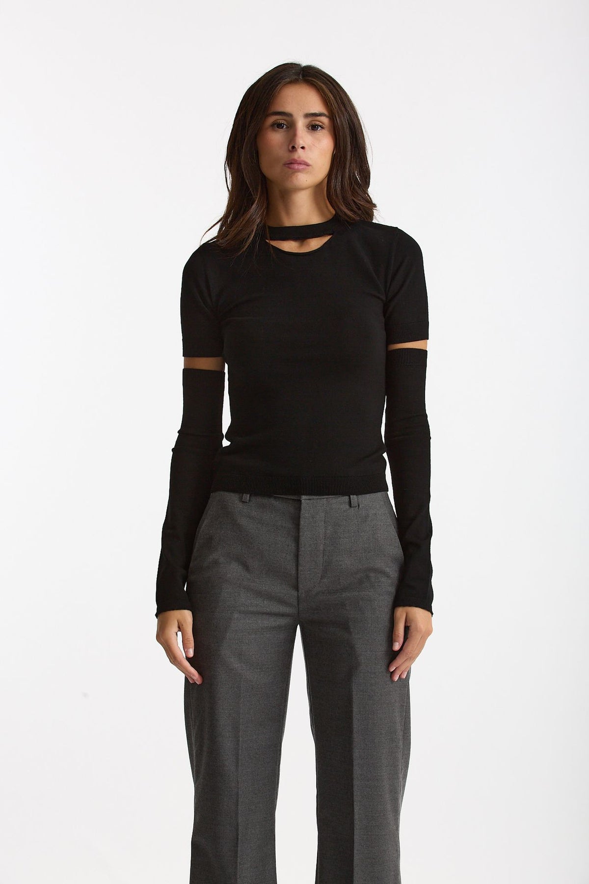 Maglia con manicotti nero donna Federica tosi - 2
