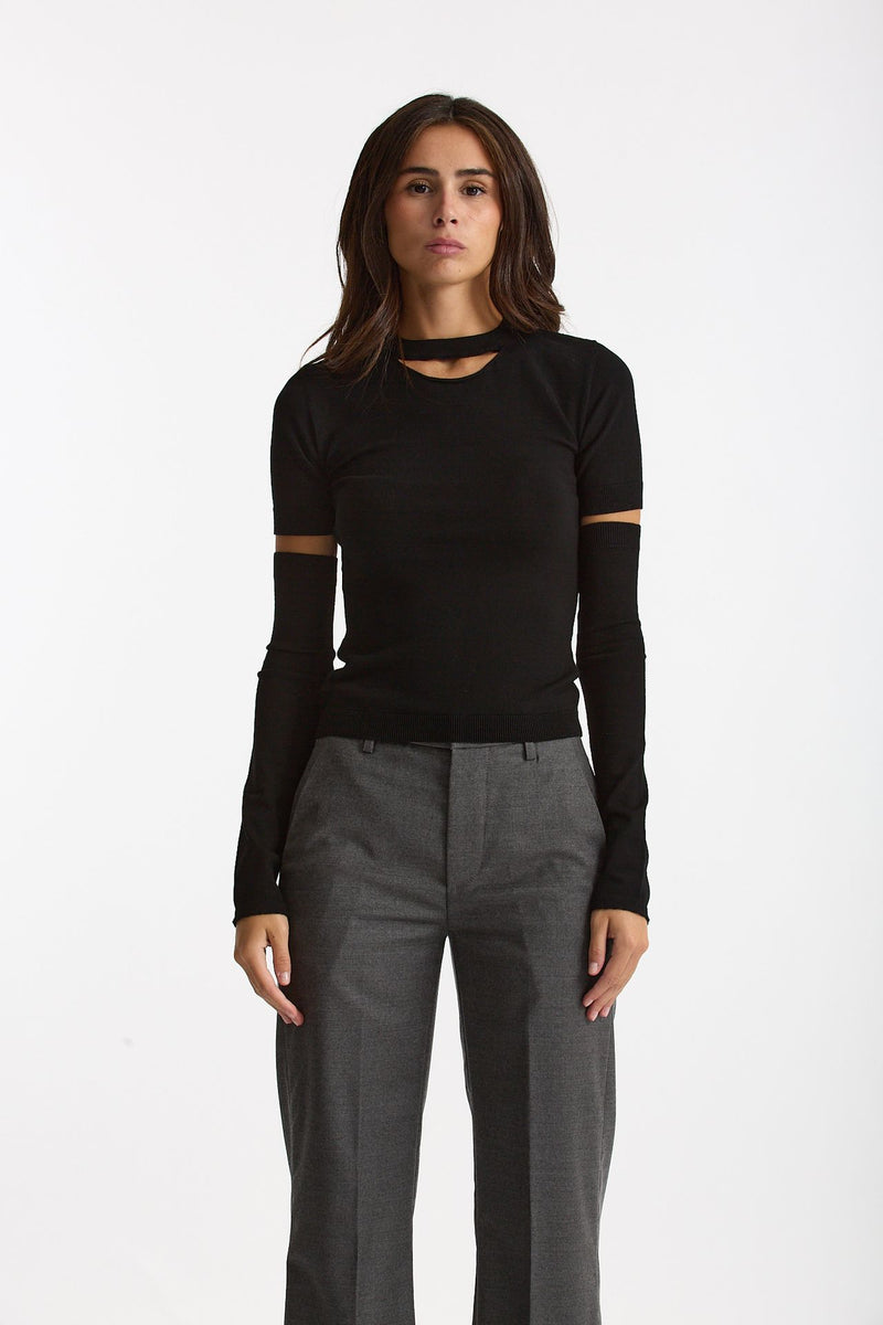 Maglia con manicotti nero donna Federica tosi - 2
