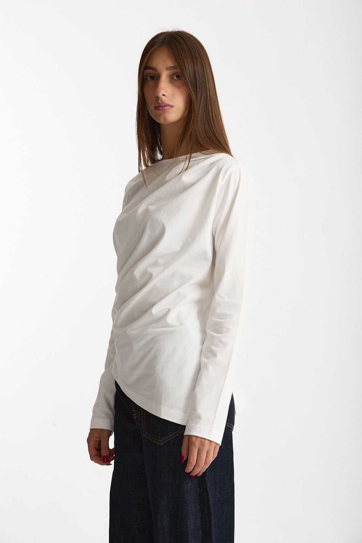 T-shirt asimmetrica bianco donna Woc - 2
