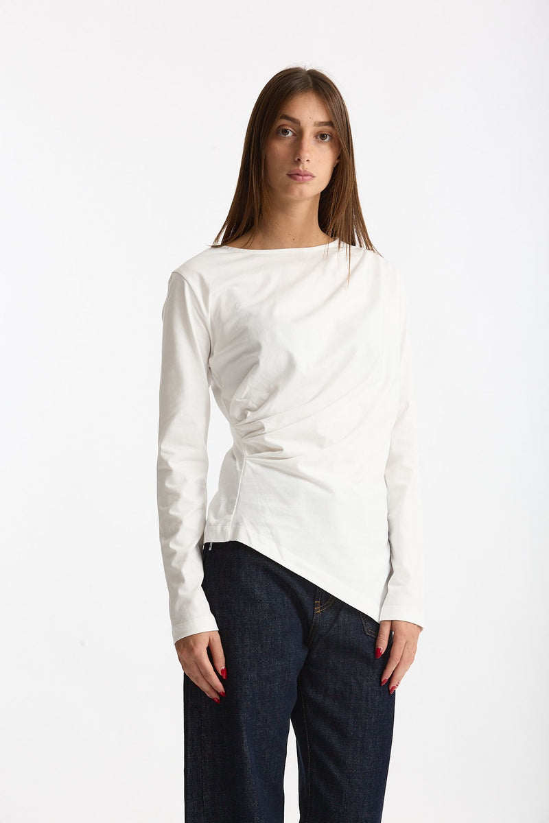 T-shirt asimmetrica bianco donna Woc - 3