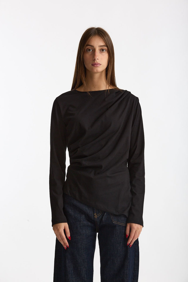 T-shirt asimmetrica nero donna Woc - 1