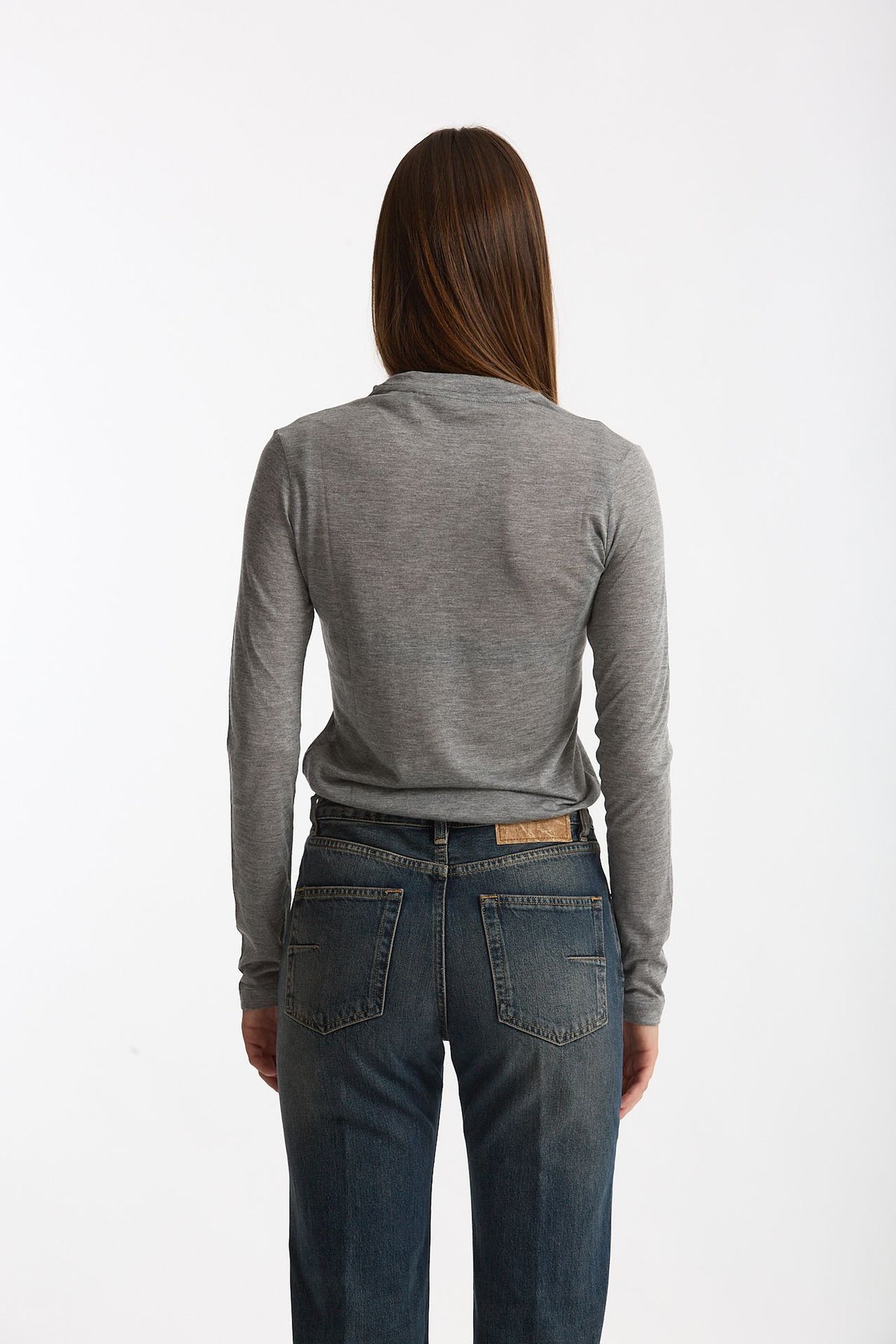 T- shirt maniche lunghe grigio mélange donna Woc - 4