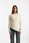 T-shirt asimmetrica panna donna Woc - 2