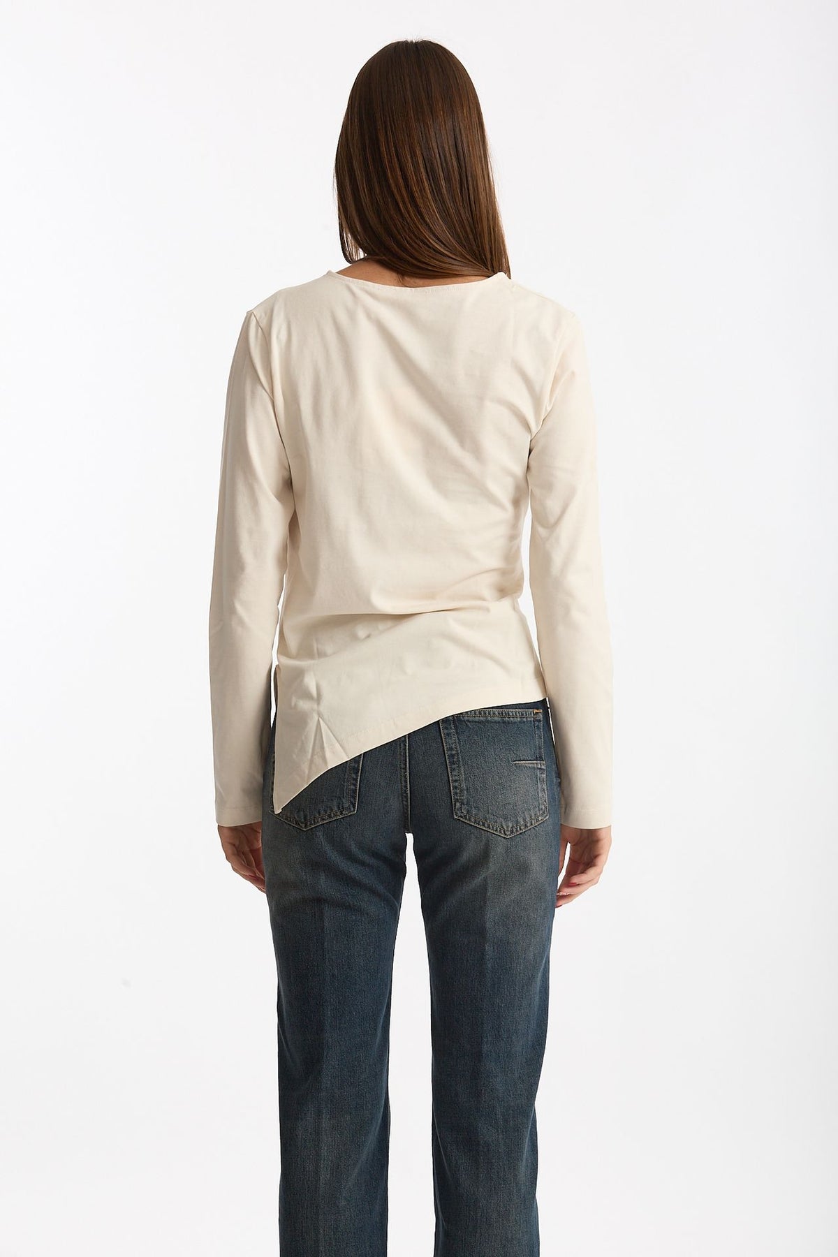 T-shirt asimmetrica panna donna Woc - 3