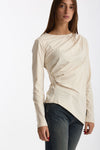 T-shirt asimmetrica panna donna Woc - 4