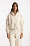 Felpa crop con zip beige donna Woc - 4