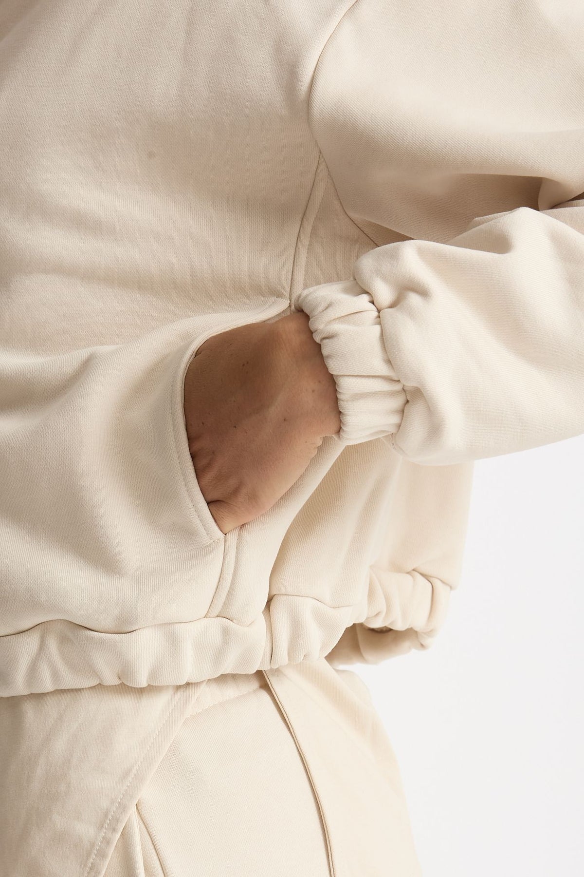 Felpa crop con zip beige donna Woc - 5