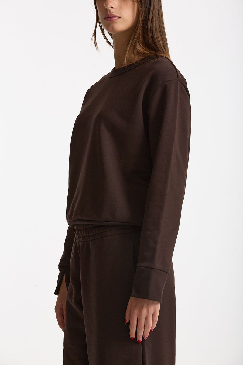 Felpa girocollo marrone donna Woc - 3