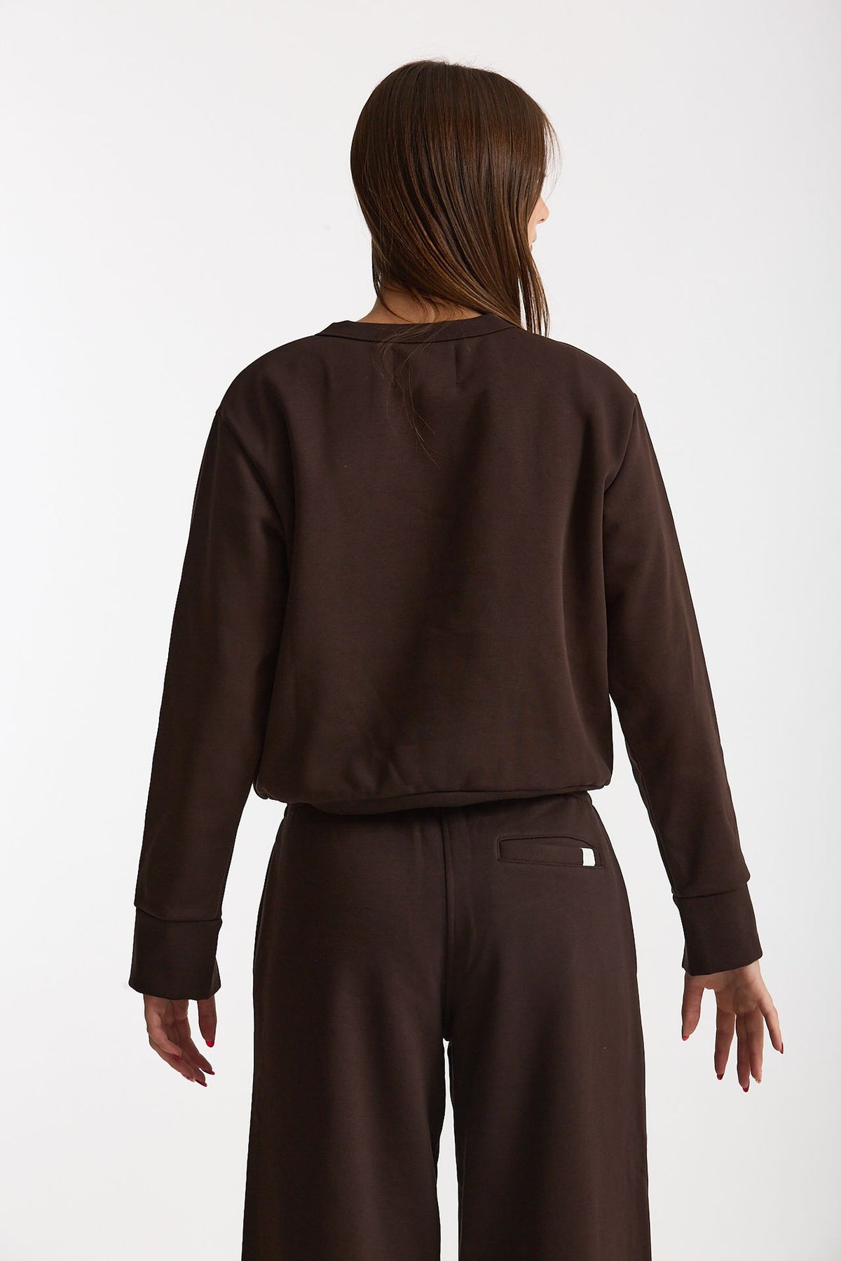 Felpa girocollo marrone donna Woc - 4
