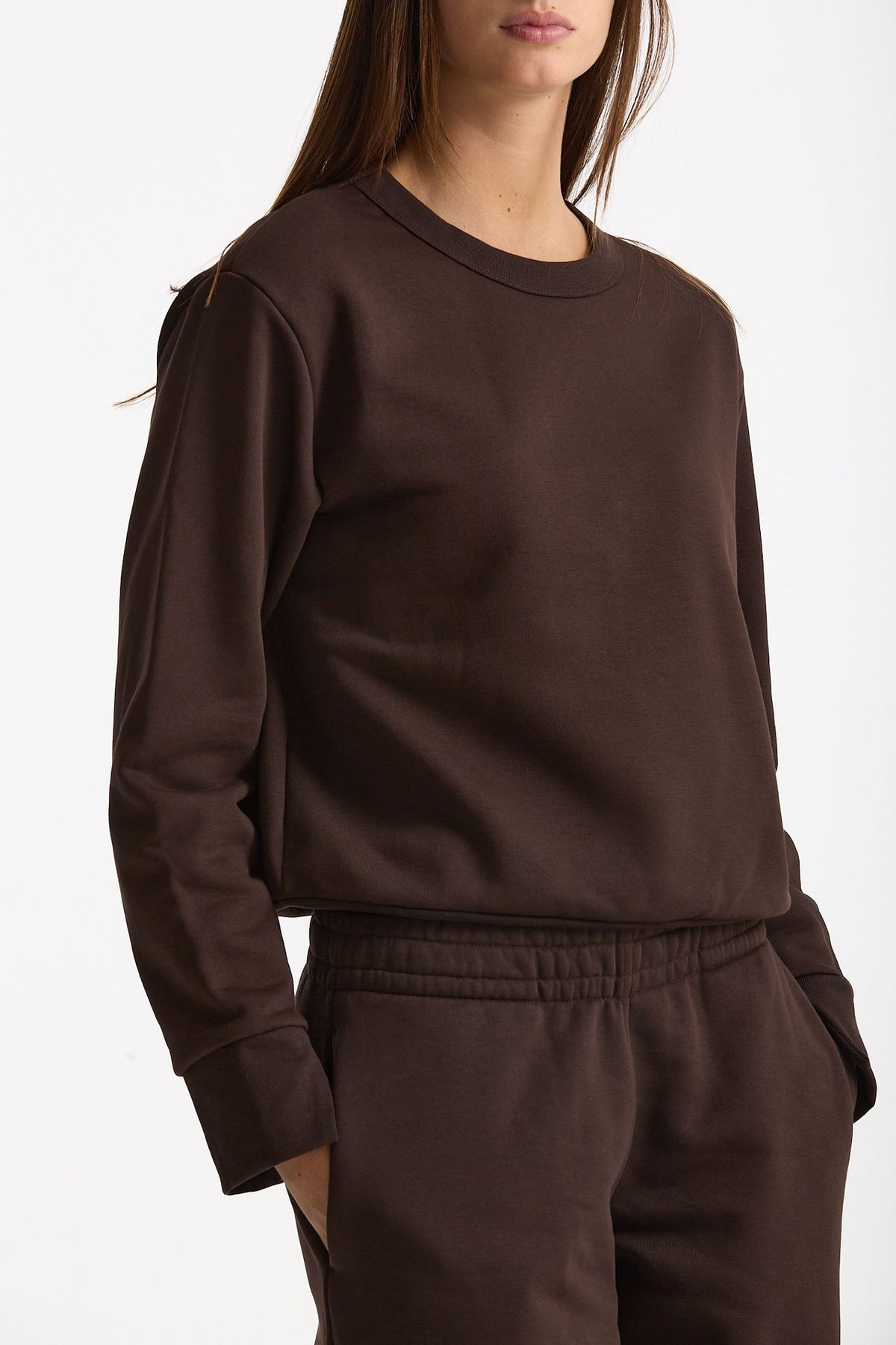 Felpa girocollo marrone donna Woc - 1