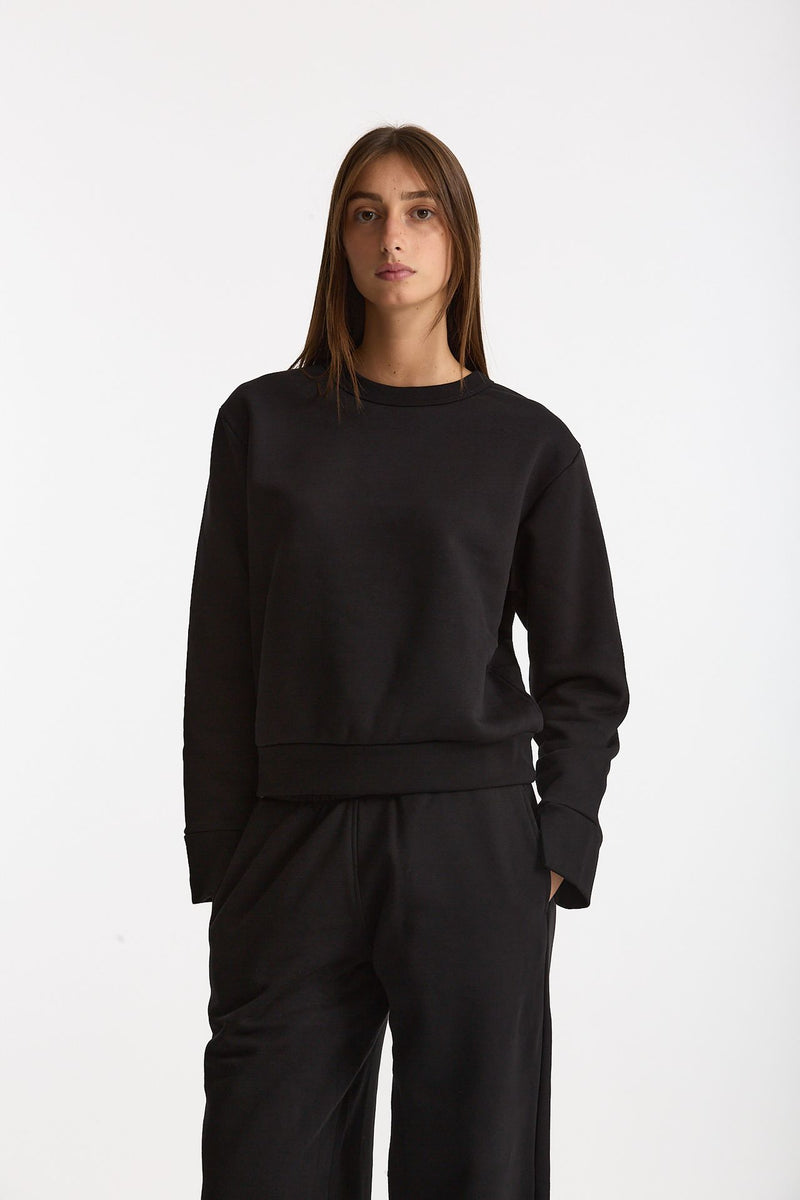 Felpa girocollo nero donna Woc - 2