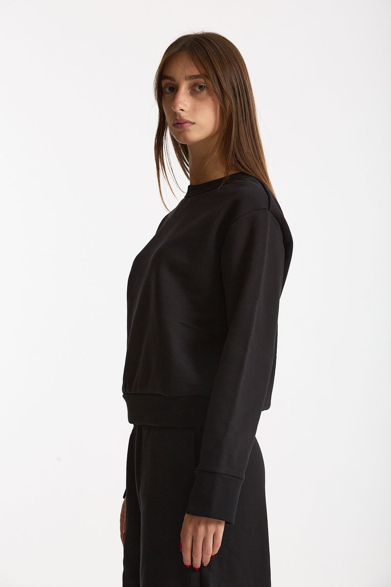 Felpa girocollo nero donna Woc - 3