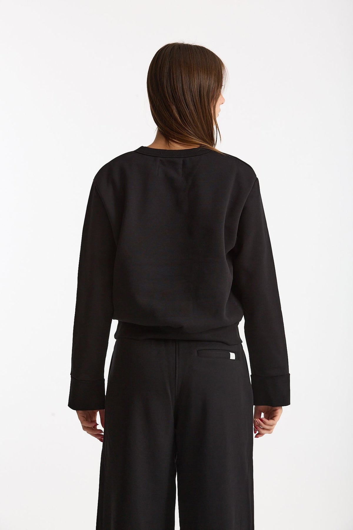 Felpa girocollo nero donna Woc - 4
