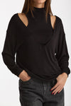 Maglia doppia nero donna Woc - 3