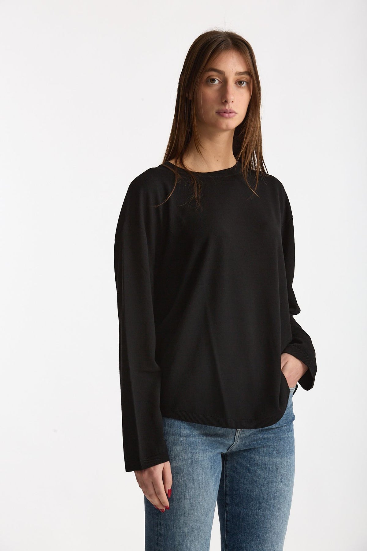 Maglia girocollo in flexwool nero donna Zanone - 4