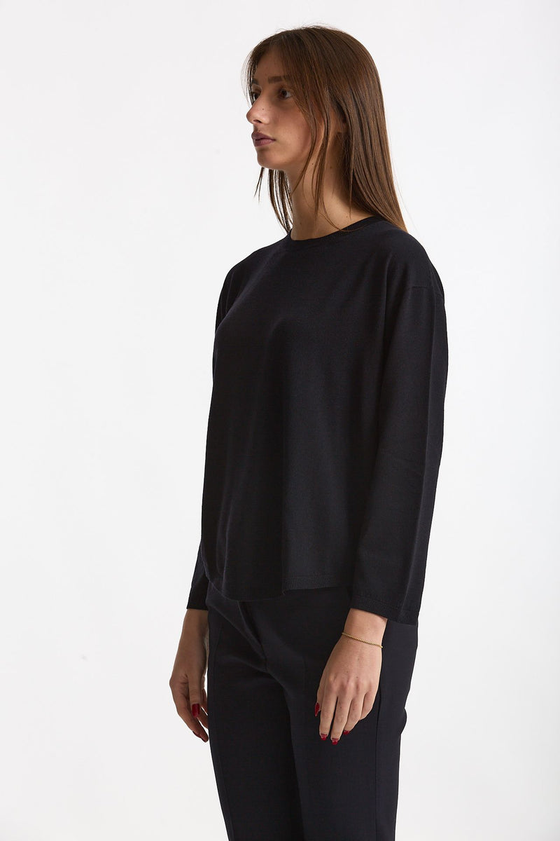 Maglia girocollo in flexwool blu donna Zanone - 3
