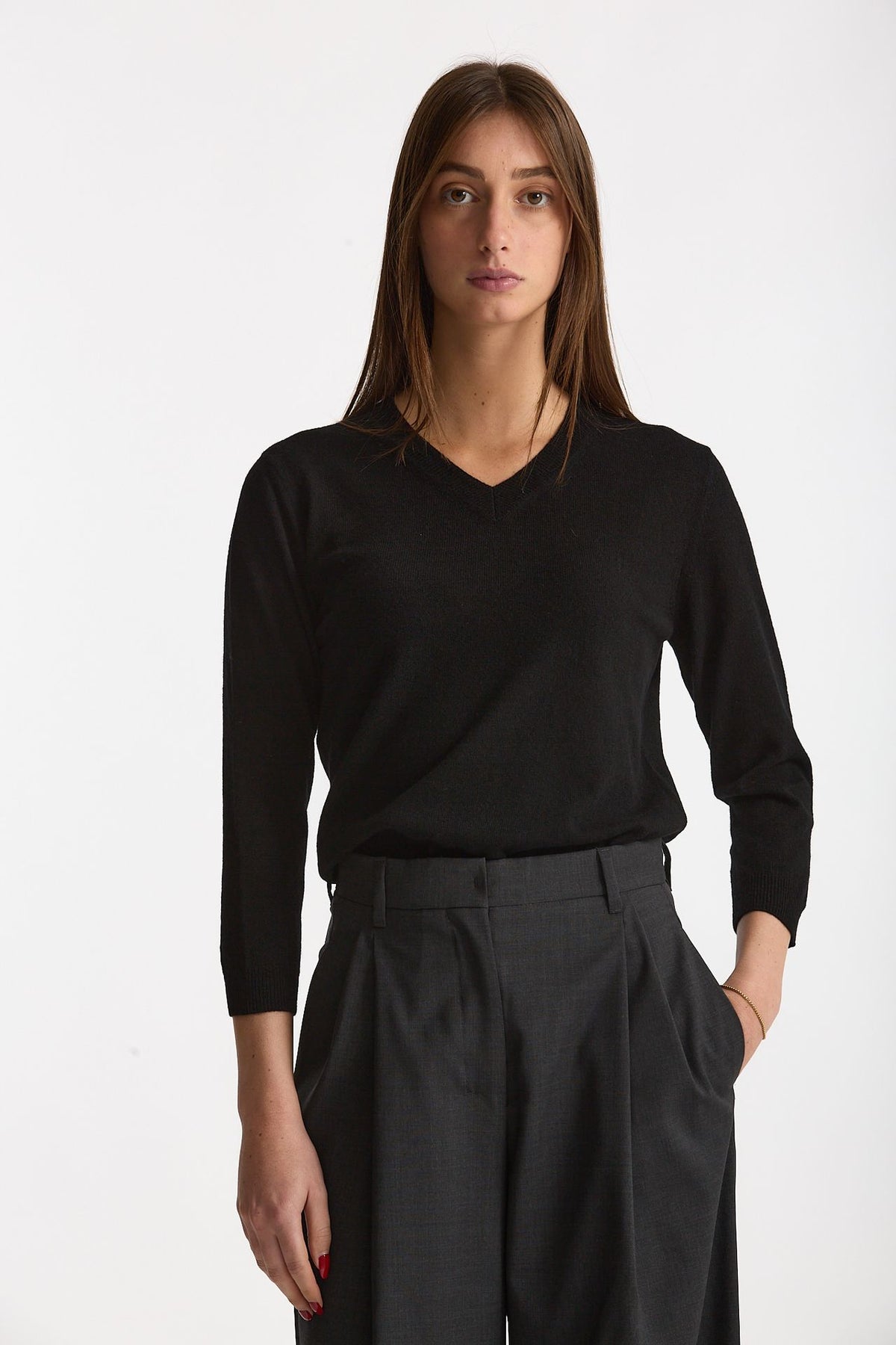 Maglia slim in lana nero donna Zanone - 2