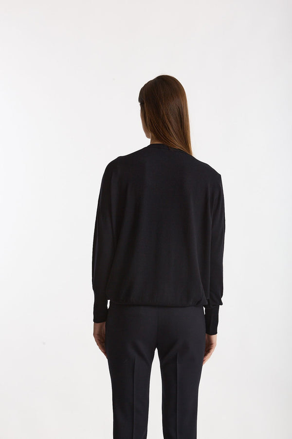 Maglia scollo a v in flexwool blu donna Zanone