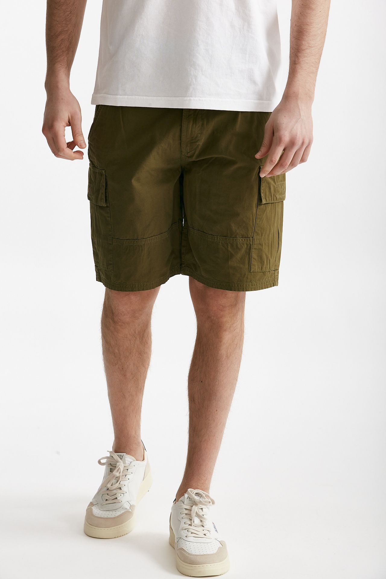 bermuda in cotone ripstop verde militare uomo Barbour - 1