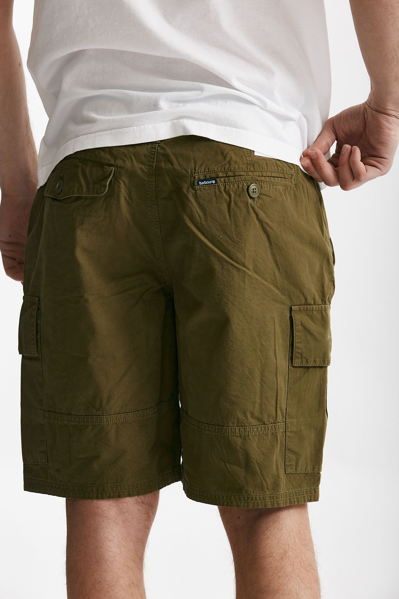 bermuda in cotone ripstop verde militare uomo Barbour - 8