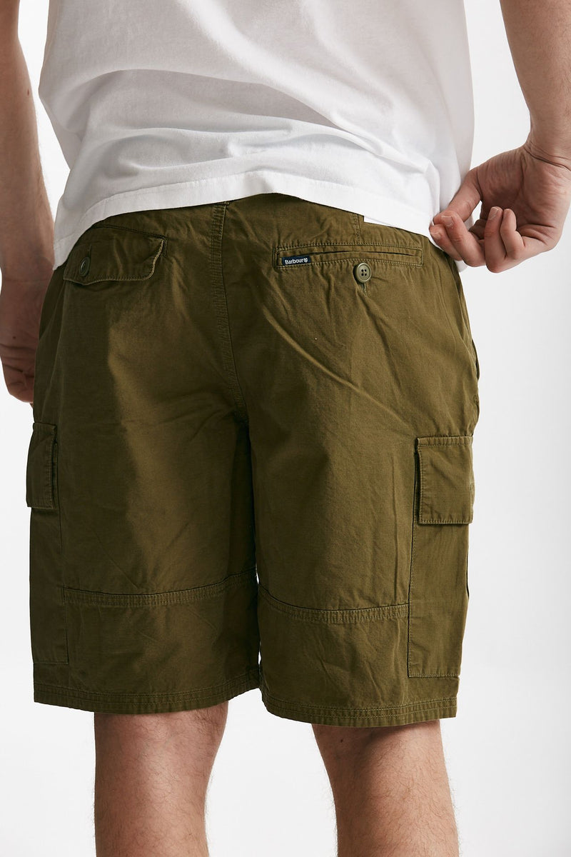 bermuda in cotone ripstop verde militare uomo Barbour - 8